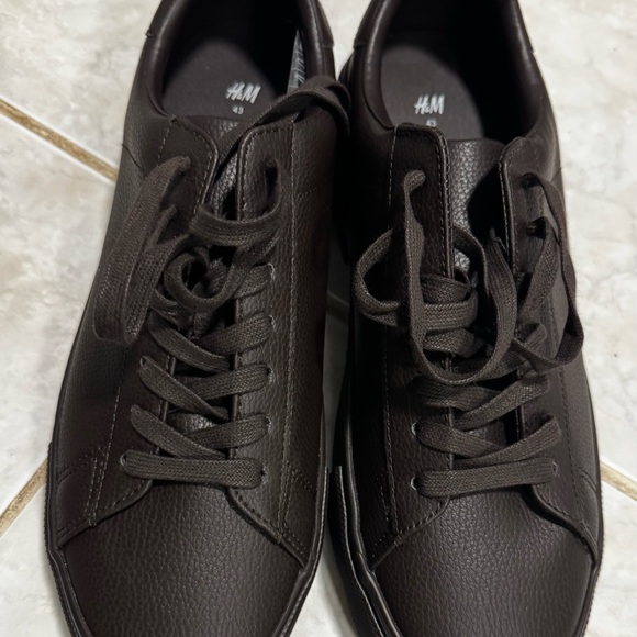 H&M Men’s Brown Faux Leather Lace-Up Casual Sneakers Size 10 - Picture 5 of 8